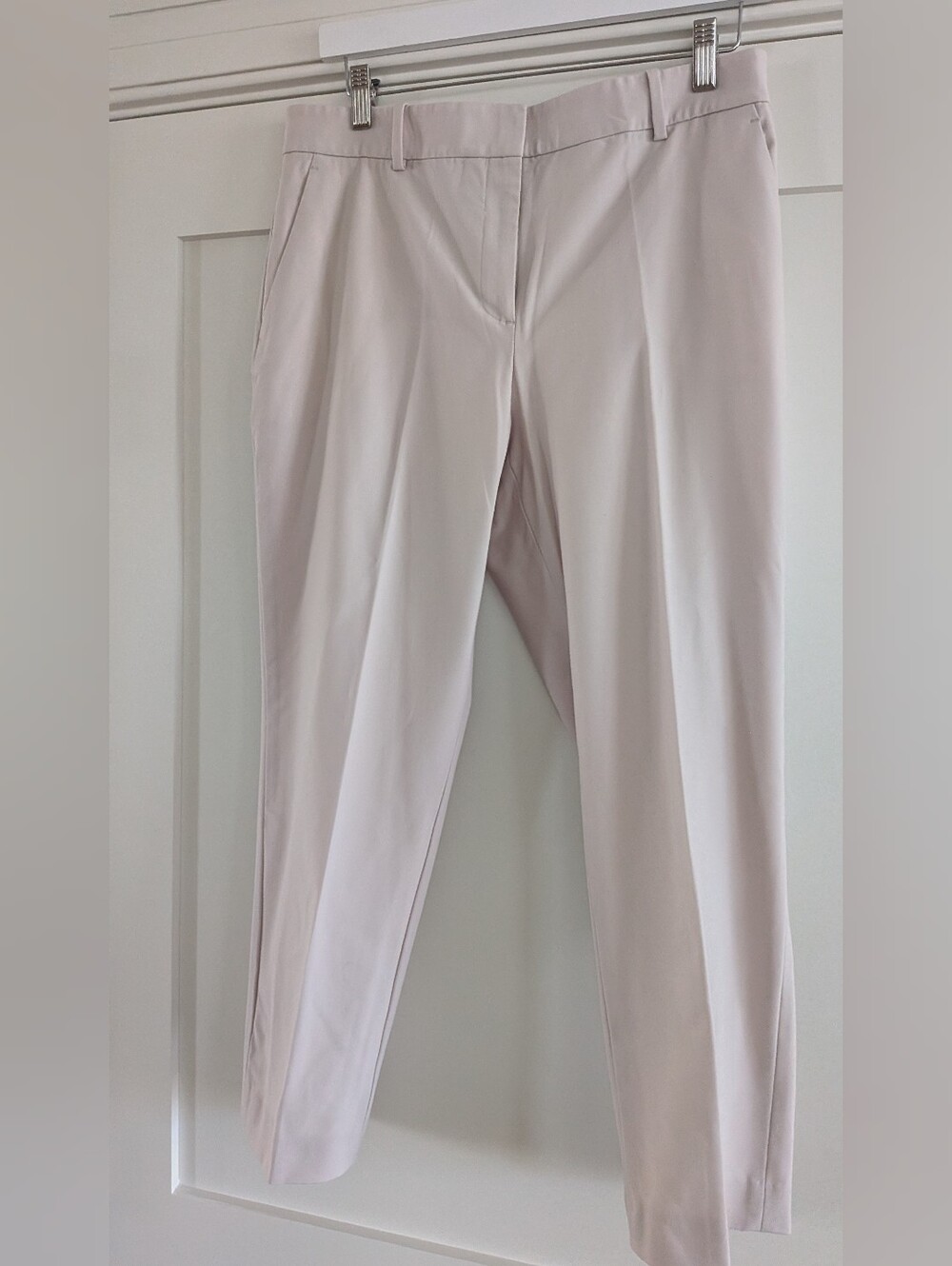 Theory Neutral Colored Tapered Leg Pants, Minimalist Look, Fully Lined, Size 10